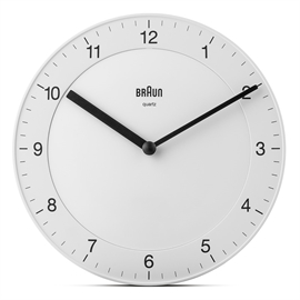 Braun BC06W Analog väggklocka 20 cm med tyst urverk, vit